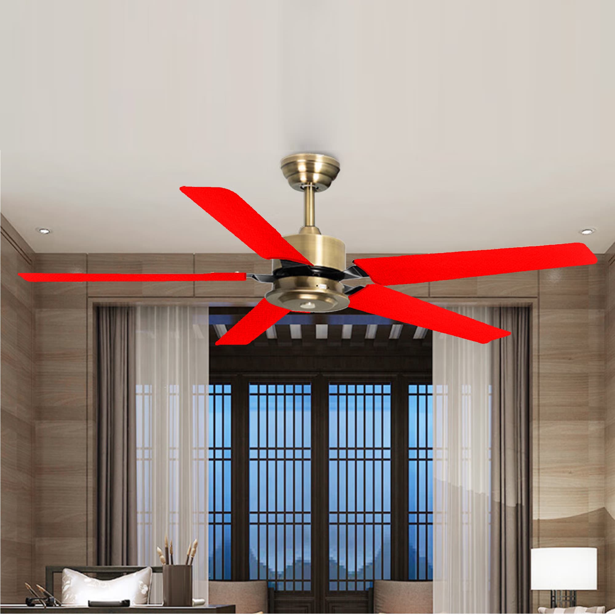 Kingshion 5 Pack Ceiling Fan Blade Covers Suitable for Most Ceiling Fan Blades- Fit Size fan blades 5-6 " wide, 19.5 - 22" long (Red) - 2