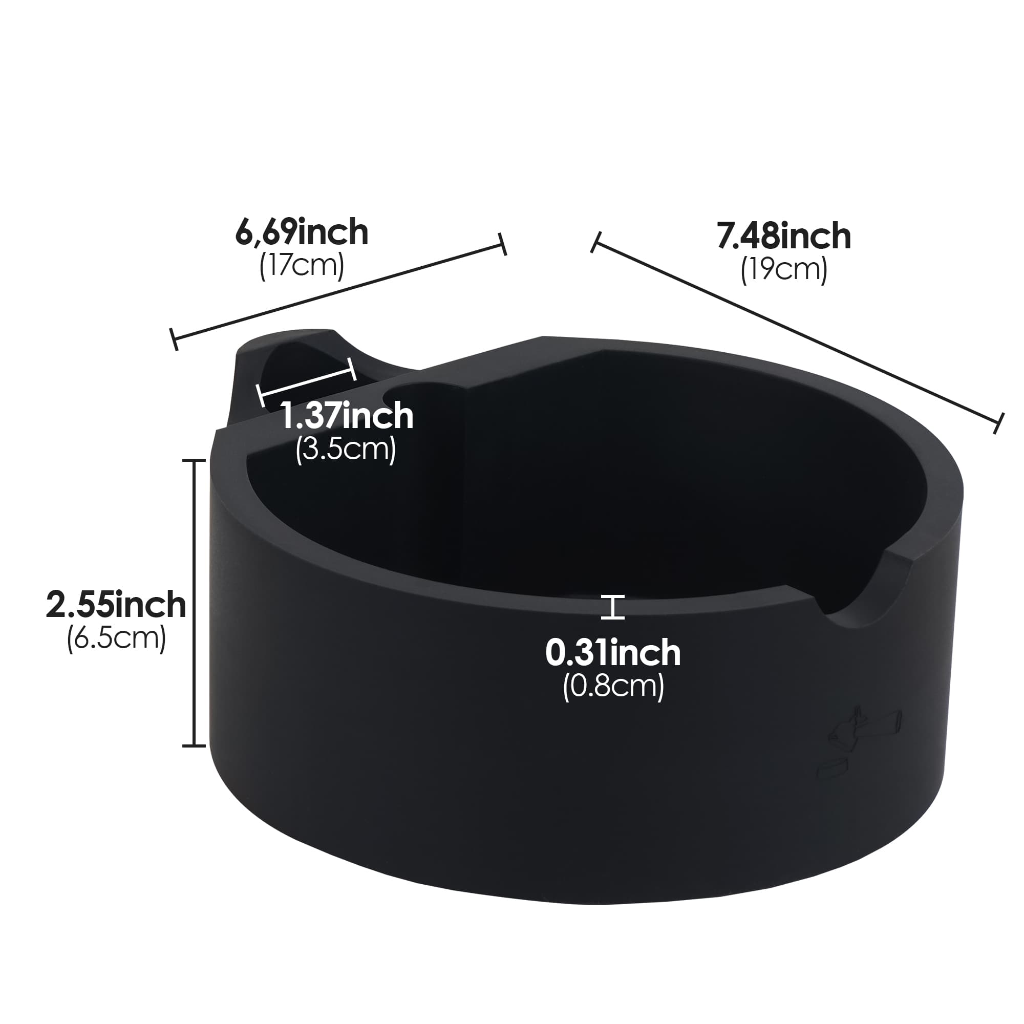 ReignSword Silicone Espresso Knock Box, Non-Slip Coffee Grounds Container, Countertop Espresso Accessories, Large Capacity Barista Knock Bin for Home Coffee Station (Black) - 3