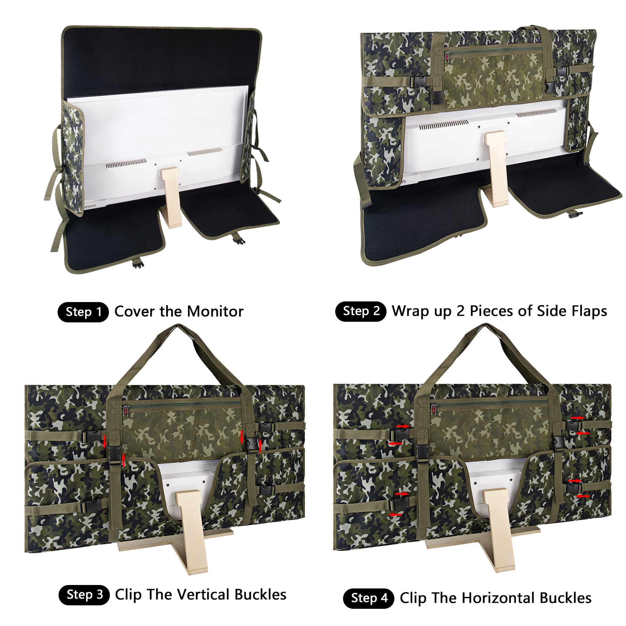 Kingshion Travel Carrying Bag Compatible with 32" All-in-One Desktop Computer and 32" Monitor (Camouflage Green) - 2