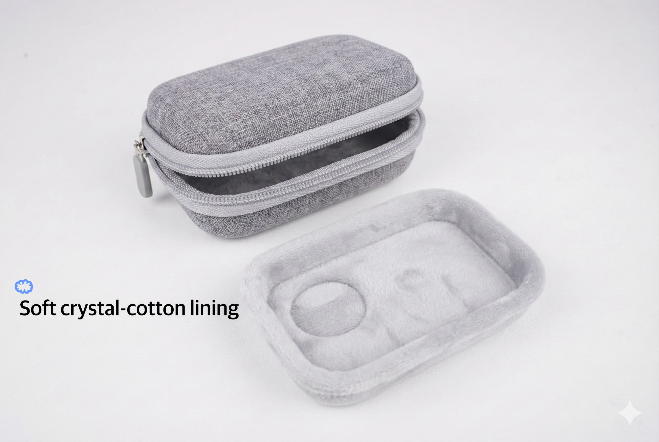 RidingRush 360 GO Ultra Carrying Case for Insta, Compact Semi-Hard Camera Pouch with Zipper & Carabiner for Travel and Outdoor Use, Grey - 1