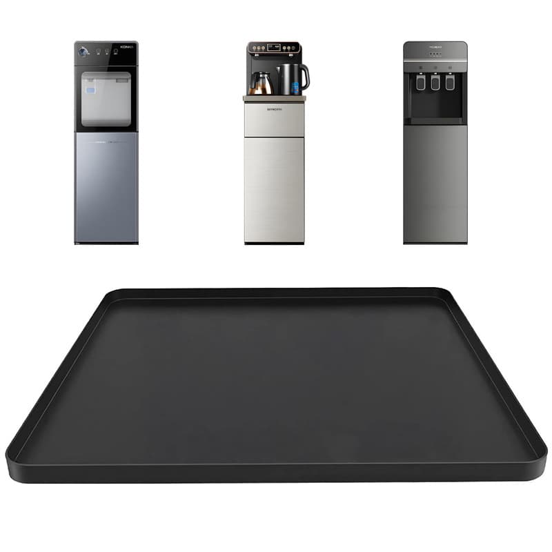 Water Cooler Mat, 19.7" x 19.7" Silicone Under Water Dispenser Mat, Spill-Proof Floor Protector for Wood Floors & Carpets (Black)
