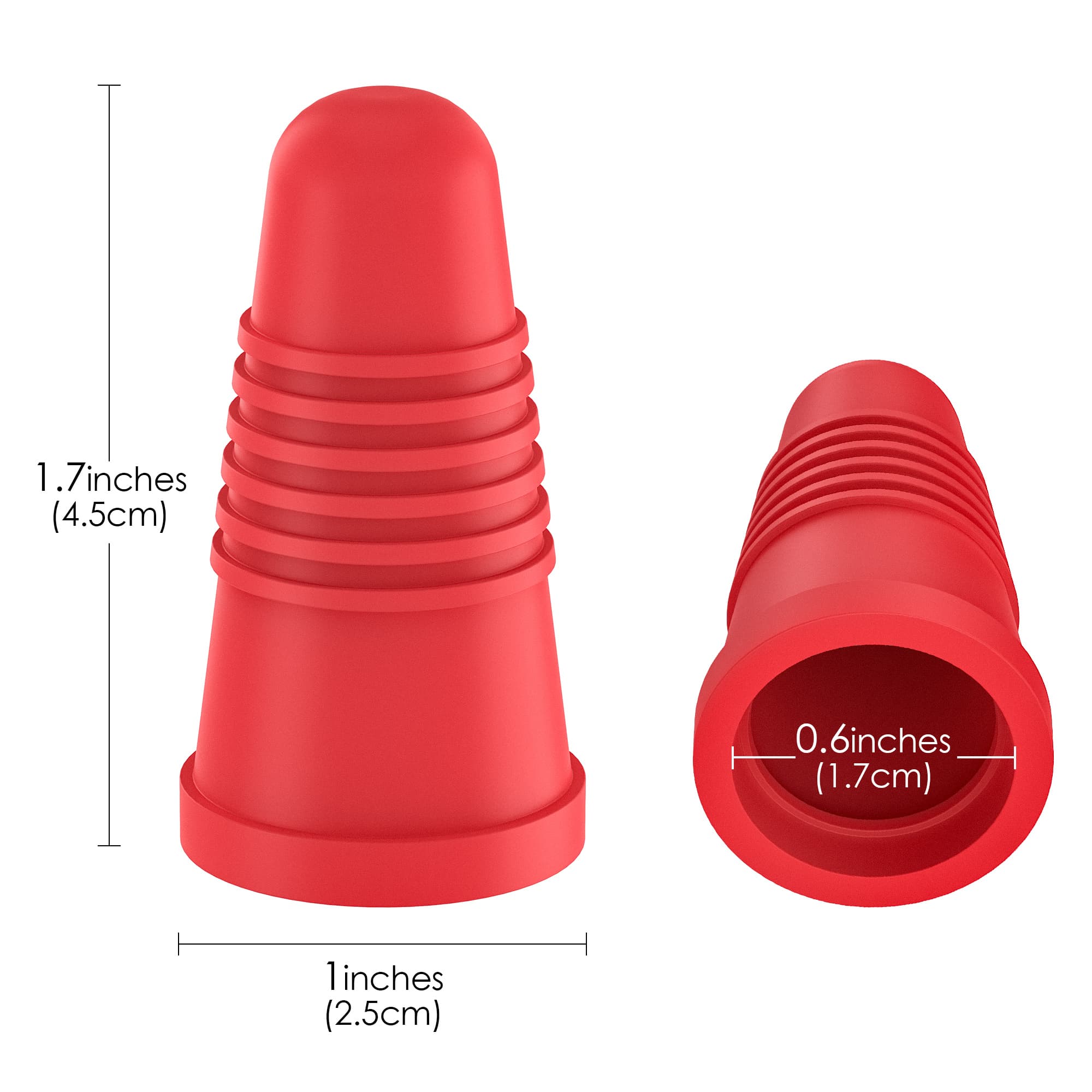 JANKINGS Silicone Wine Stoppers, Red, 6-Pack - Reusable Airtight Bottle Plugs for Wine Bottles, Food-Grade, Leak-Proof, Easy-Grip, Dishwasher Safe - 1
