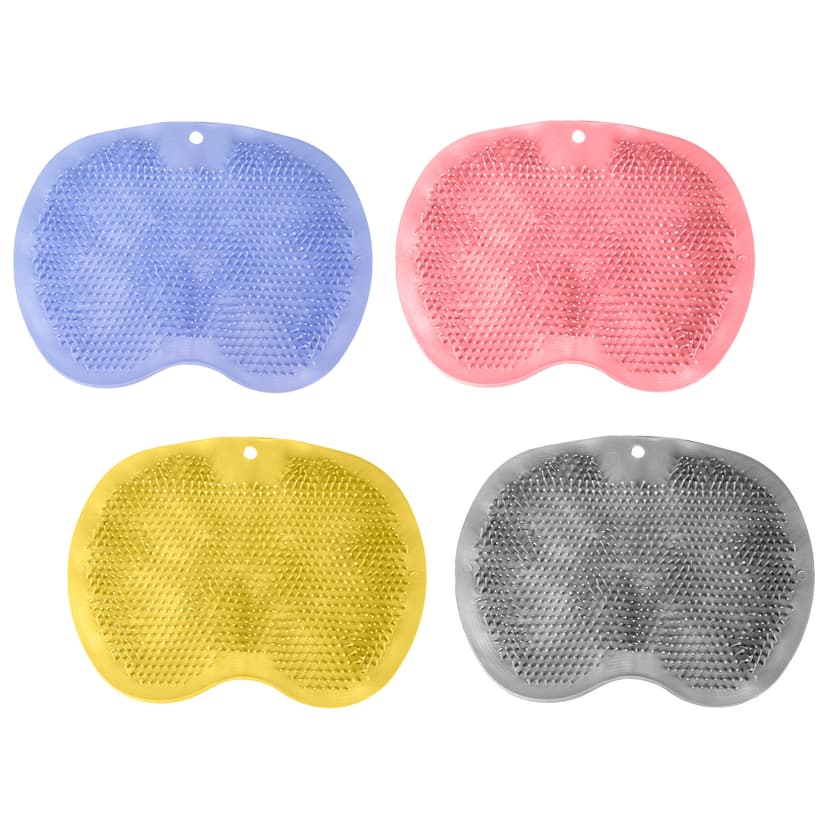 JANKOW 4 Pcs Foot Scrubbers for Use in Shower, Wall Mounted Back Scrubber Silicone, Bath Massage Cushion Brush with Non-Slip Suction Cup, Use de for Women and Men (Blue, Pink, Gray, Yellow )