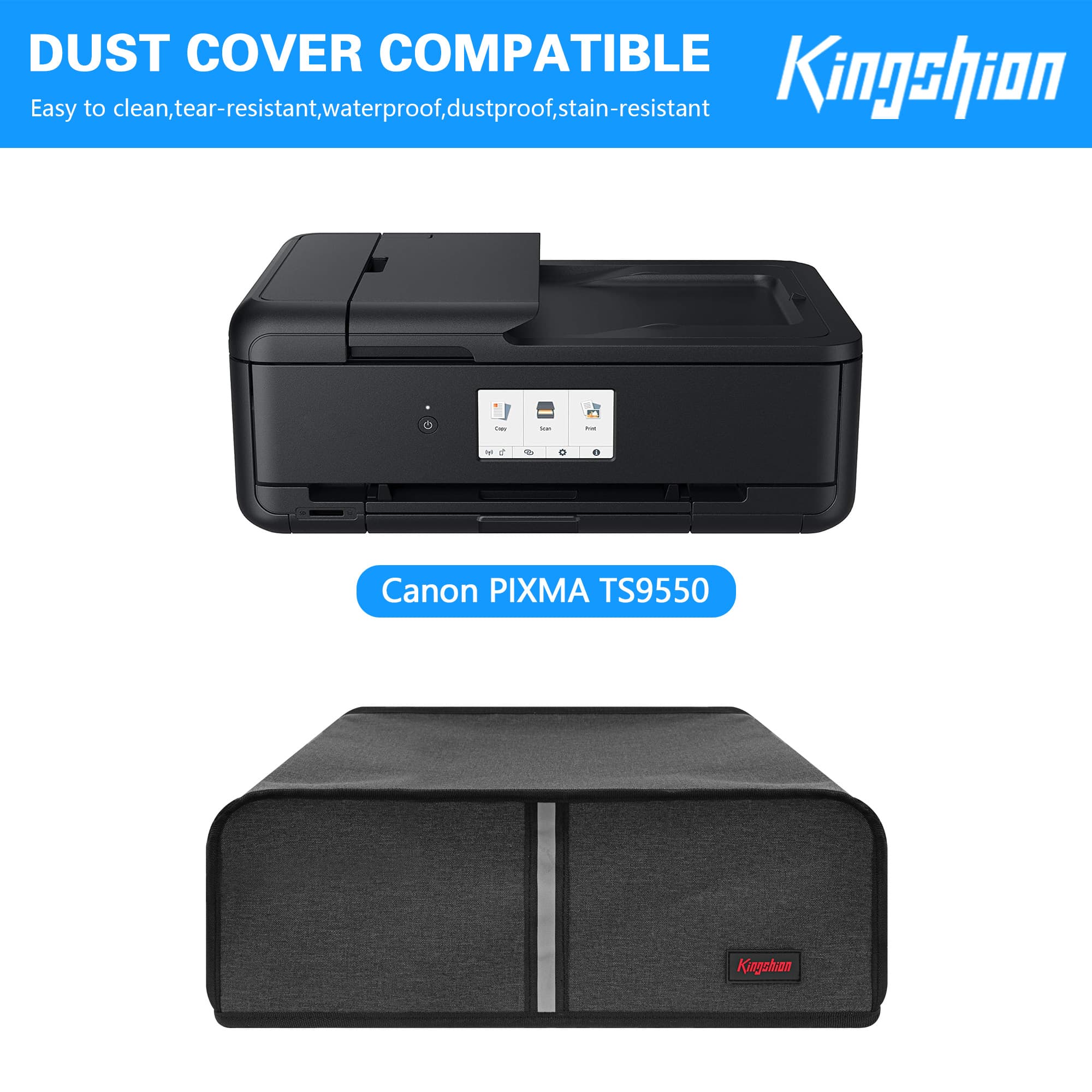 18" Countertop Printer Dust Cover Compatible with Canon PIXMA TS9550, Splash Prevention Pet Hair Proof Protective Cover for Printer - Dark Grey - 3