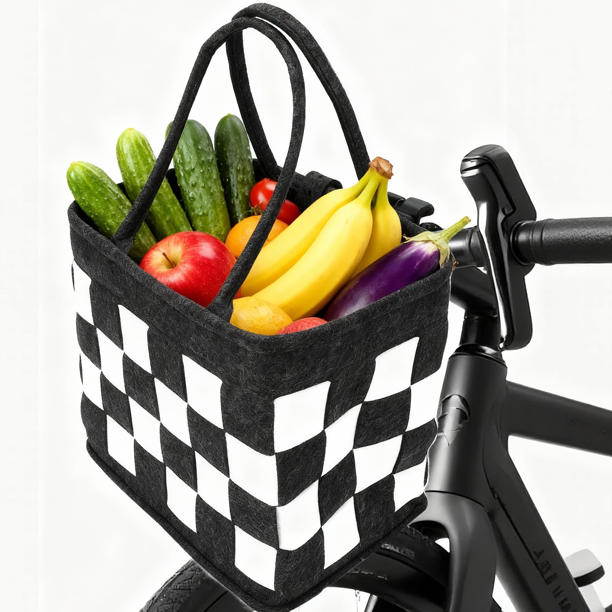 RidingRush Bike Basket Front for Bike, Woven Felt Bicycle Handlebar Basket for Adults, Detachable Storage Basket for Commuting, Shopping, Picnic, Daily Riding Accessories - 4