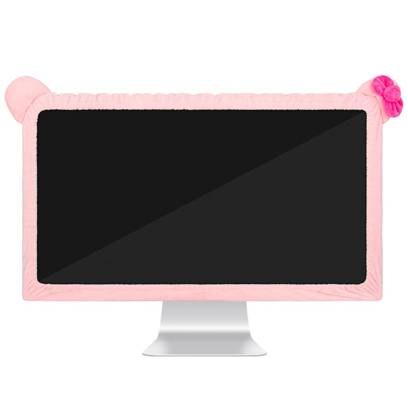 27"-34" Lovely Cute Computer Monitor Cover with Cat Ear Design, Kawaii Display Dust Cover with Furry Design, Elastic Dustproof, Suitable for PC, Tablet, TV, LCD (Pink)