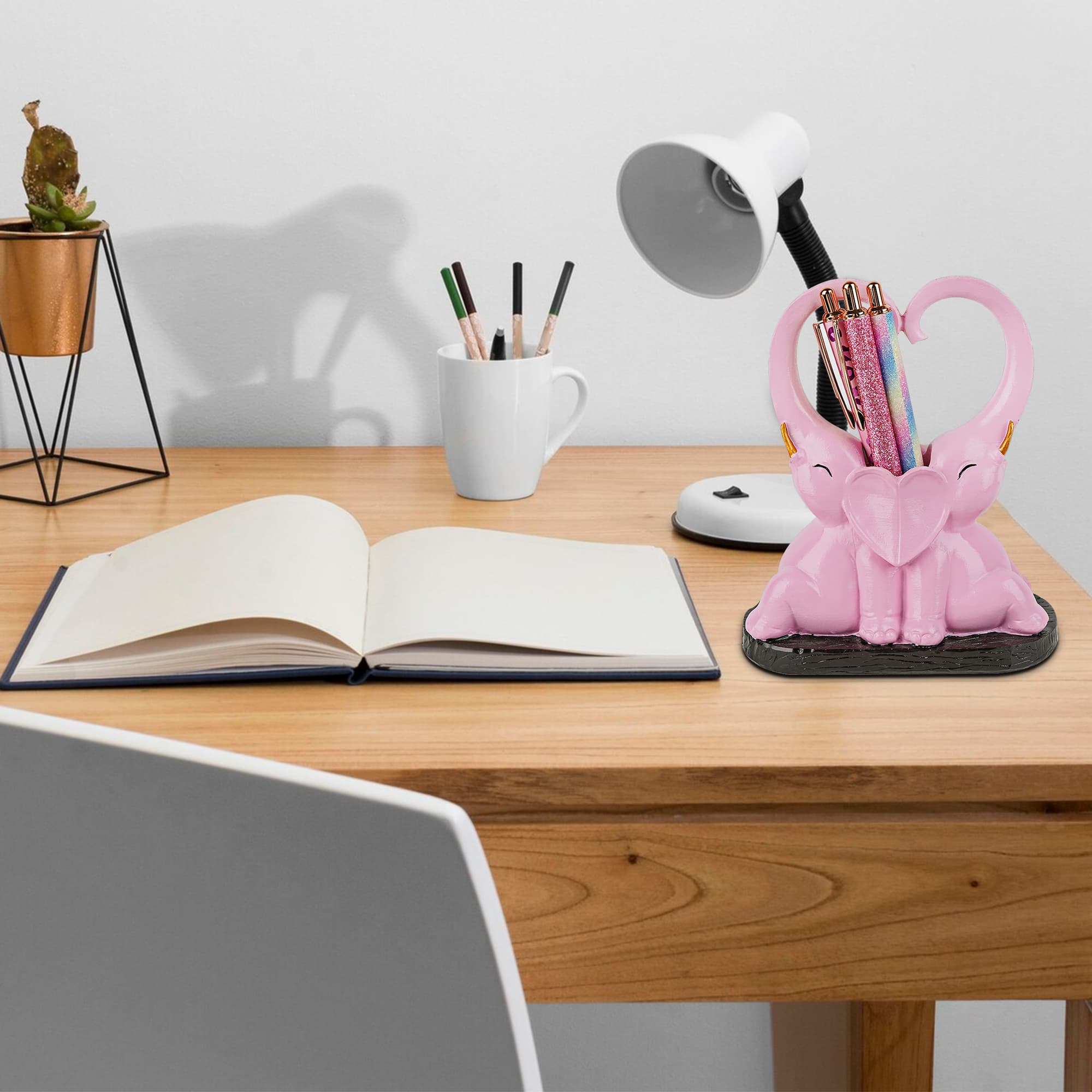 JANKOW Resin Elephant Pencil Holder, Elephant Pencil Holder, Cute Resin Elephant Pencil Holder for Bookshelf, Living Room Office Decor - 4