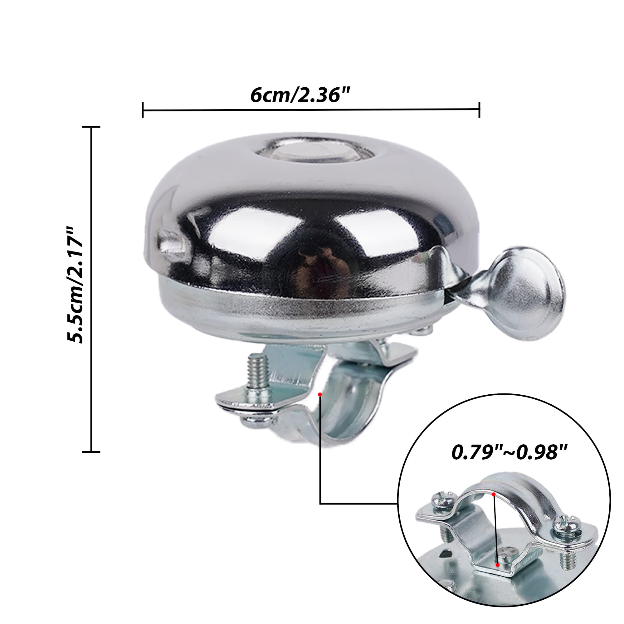 RidingRush Bicycle Bell for Adult Bikes– Silver Metal Bike Bell with Clear Loud Ring – Easy Press Bell for Road, Mountain, Folding Bikes & Scooters - 1