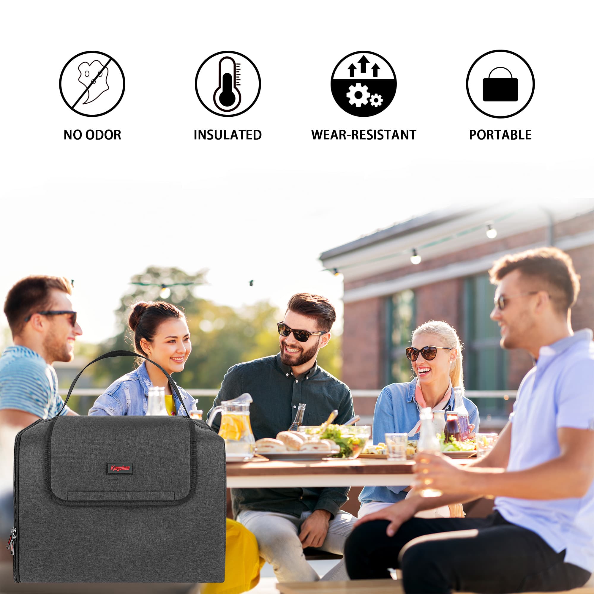 Kingshion Reusable Insulated Soft Cooler Bag, Thick Pearl Wool and Aluminum Foil, Can Beer and Seltzer Drink Cooler, Can Hold 24 Bottles of 330ml Beverage (14.2" X 9" X 10.6") - 5