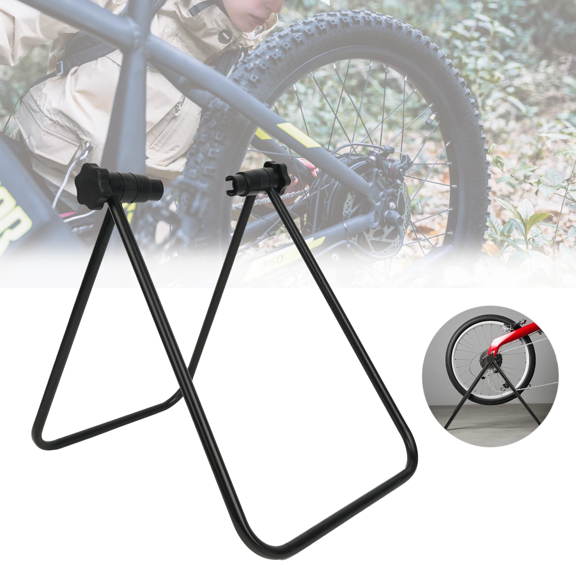 RidingRush Bike Work Stand, Portable Floor Bicycle Stand for Road Bike, Mountain Bike, E-Bike, Single Indoor Bike Holder Rack - 7