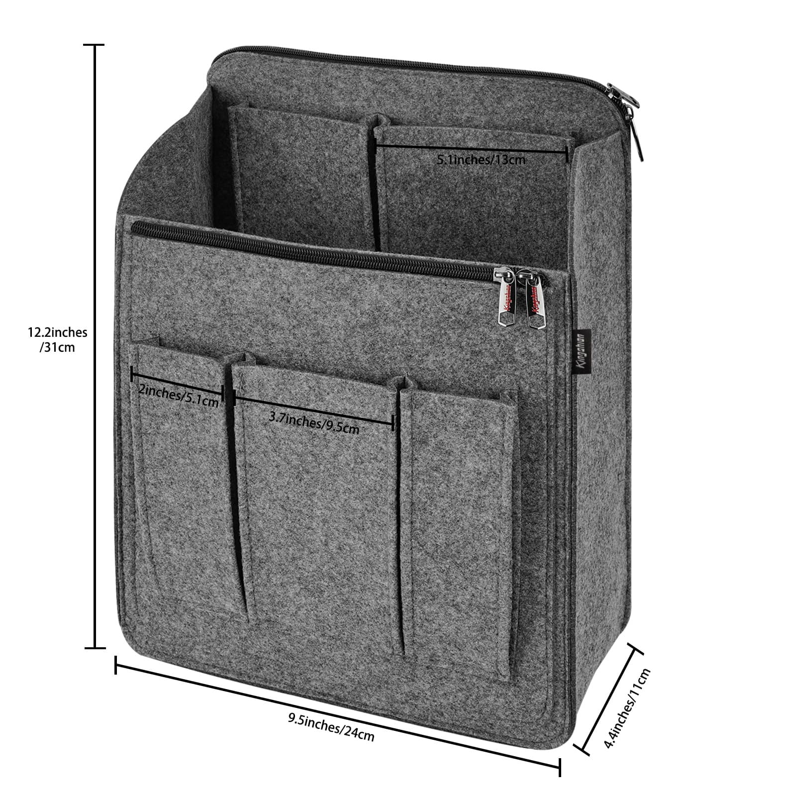 Kingshion Backpack Organizer Insert for Over 10" Backpack, Felt Bag In Bag Organizer for Rucksack Shoulder,Travel Backpack Vertical Interior Bag, Large Capacity Backpack Storage Lining Bag, Grey - 1