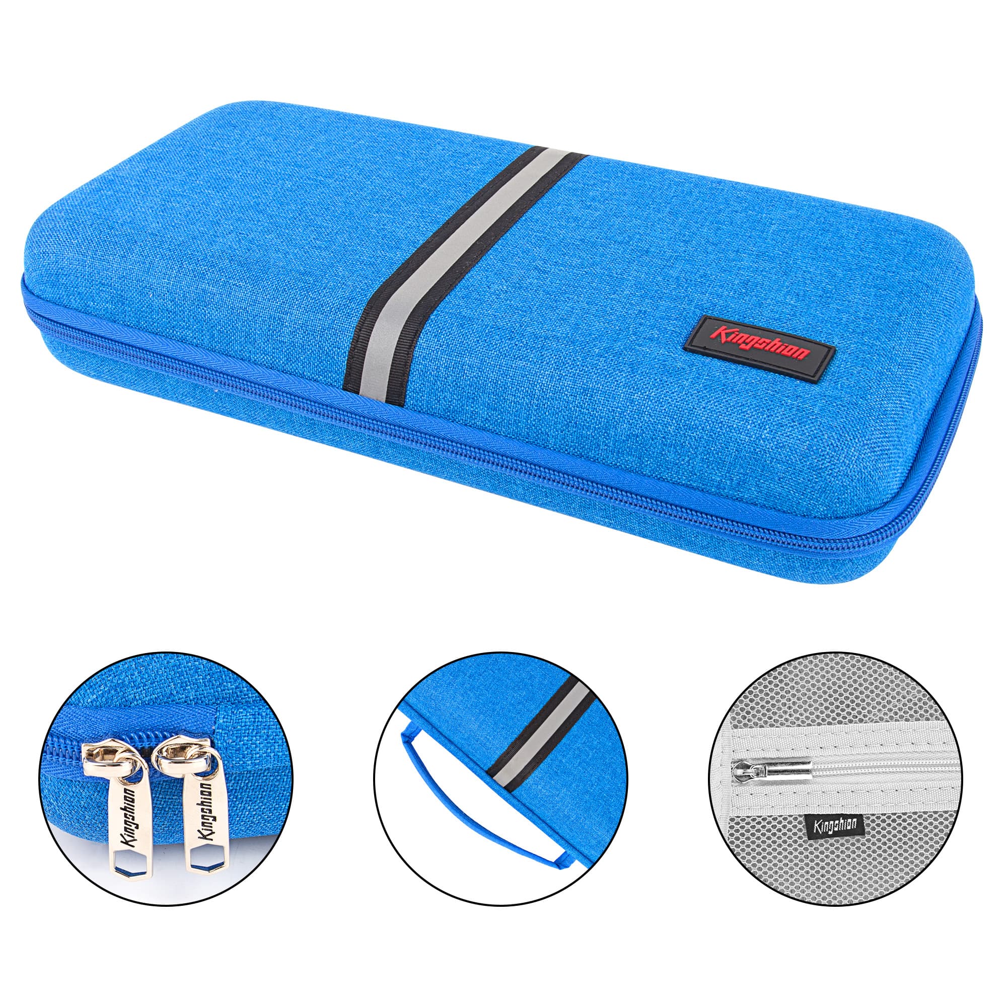 Kingshion Hard 75% Keyboard Case, Hard Travel Storage Case for 84 Key Portable Keyboard, Compatible with Keychron K2, Logitech POP Keys Mechanical Keyboard. (BAG ONIY)-Dark Blue - 3