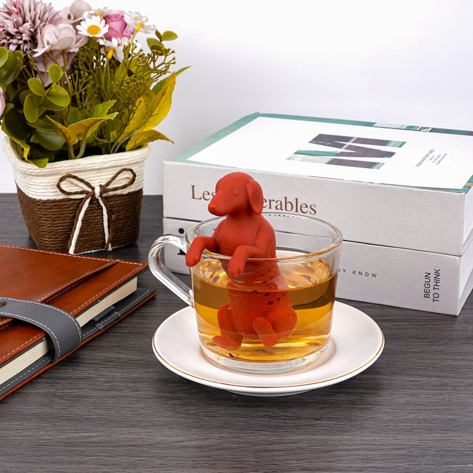 JANKOW HOT DOG Tea Infuser, Silicone Dog Tea Infuser, Tea Infuser for Office, Home, Living Room (Brown) - 5