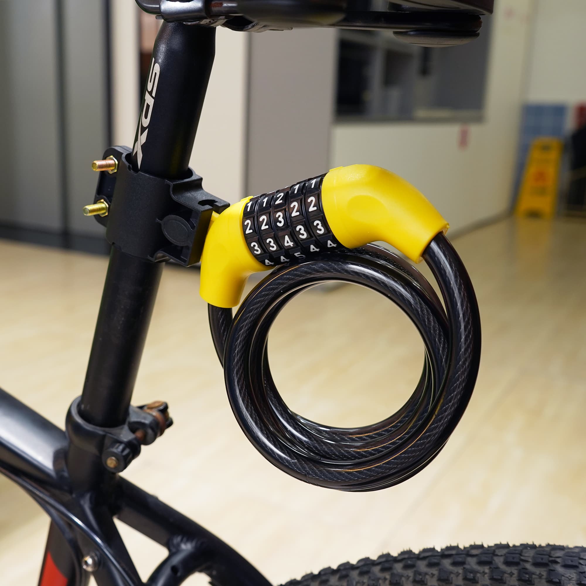 5-Digit Combination Bike Cable Lock, 12mm Heavy Duty Anti-Theft Bicycle Lock with Mounting Bracket, Resettable Security Lock, Weatherproof Zinc Alloy Cylinder for Bike, Scooter, Motorcycle - 5