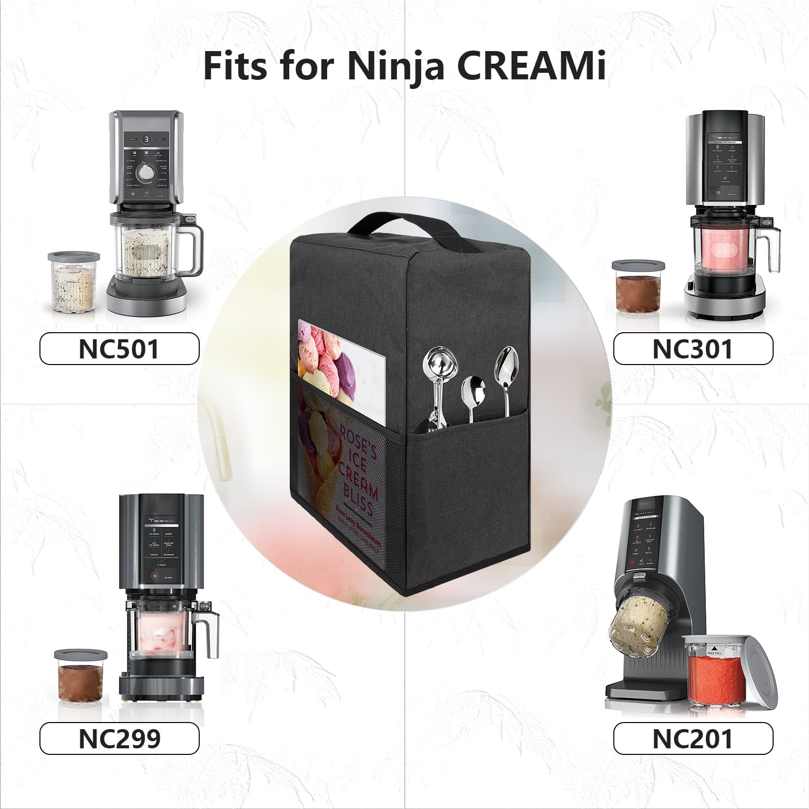 Kingshion Ice Cream Maker Dust Cover compatible with Ninja NC501 CREAMi Deluxe 11-in-1 Ice Cream & Frozen Treat Maker for Ice Cream/Ninja NC301 CREAMi Ice Cream Maker - Dark Grey - 4