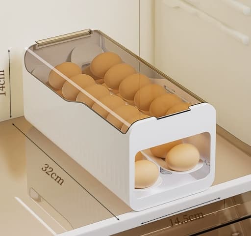 Jankings Press-Roll Egg Tray – Clear Stackable PP Egg Organizer with Auto Rolling Dispenser for Fridge & Kitchen, Portable, Shock-Proof Egg Storage - 3