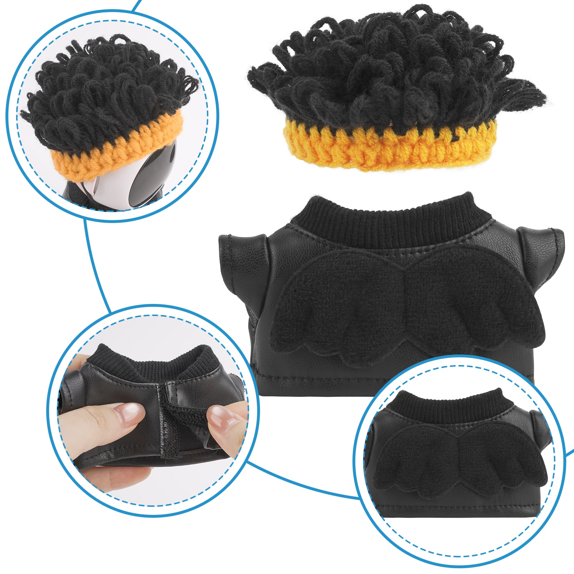 ReignSword 3 Sets Streetwear Compatible with Eilik Robot, Including Knitted Wig, Jacket, and Stylish Hoodie Outfit Accessories (Robot Not Included) - 3