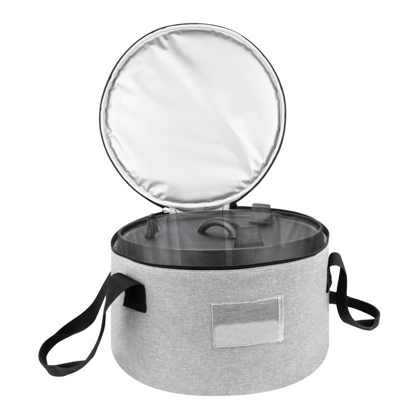Kingshion 10in Dutch Oven Carry Bag, Dutch Oven Tote Round Casserole Carrier for Camping Picnic and 4 Quart Pre-Seasoned Cast Iron Camp Oven - Light gray