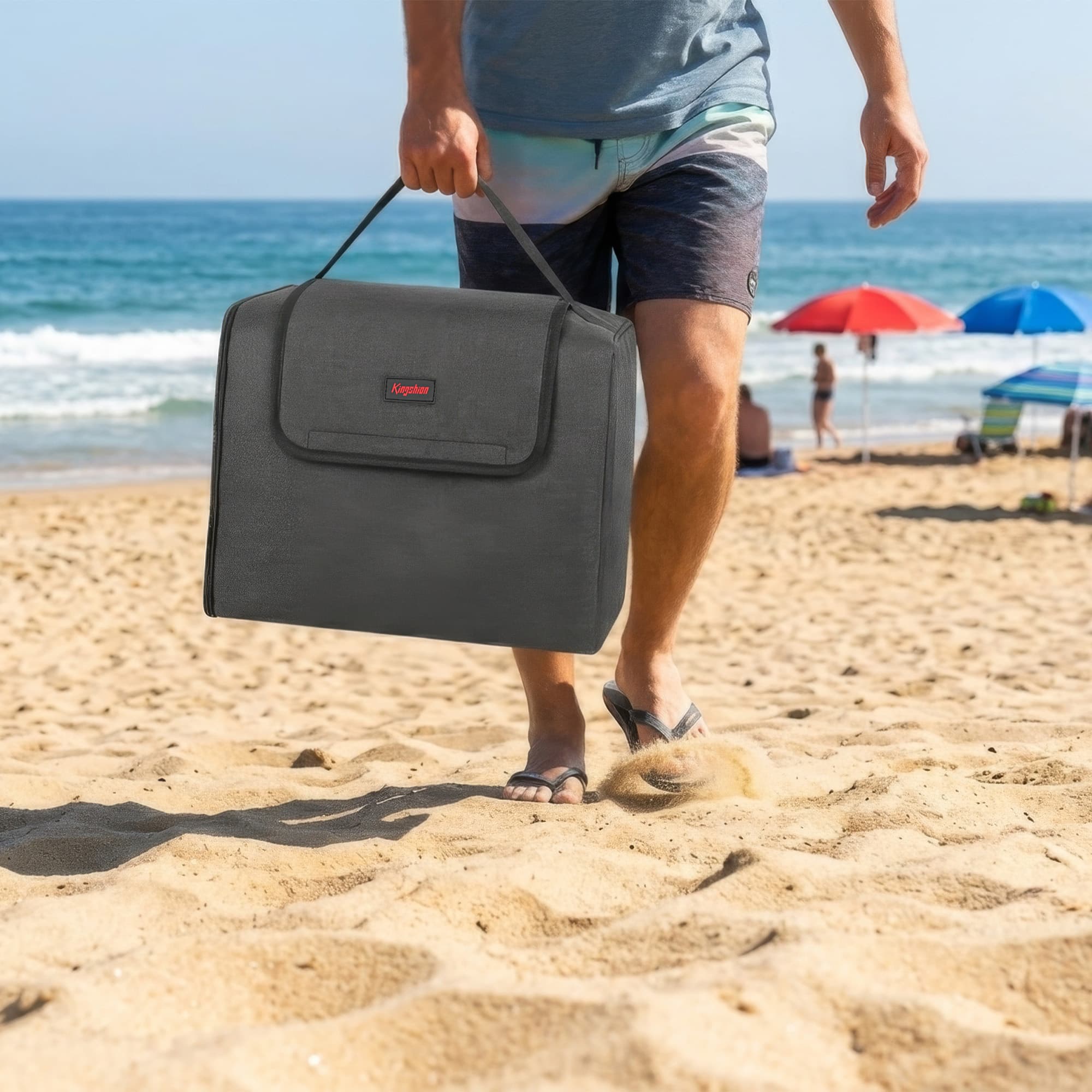 Kingshion Reusable Insulated Soft Cooler Bag, Thick Pearl Wool and Aluminum Foil, Can Beer and Seltzer Drink Cooler, Can Hold 30 Bottles of 330ml Beverage (15" X 10.2" X 10.6") - 5