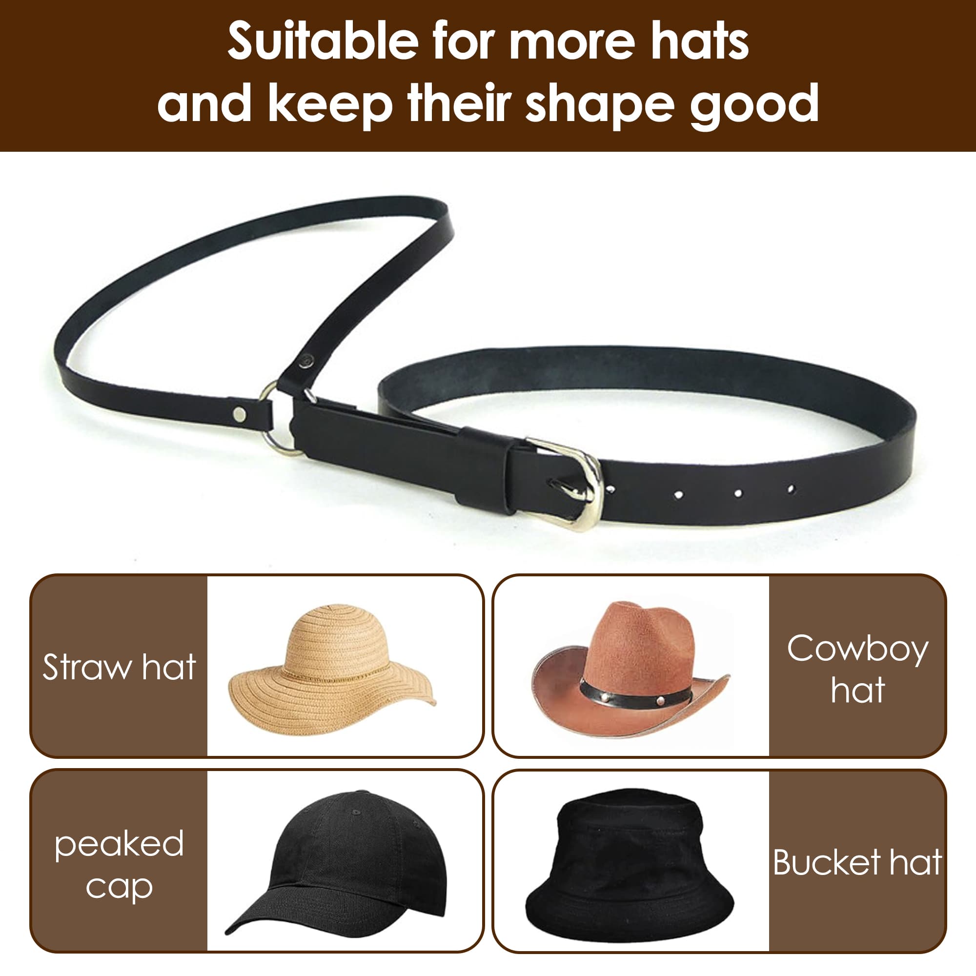 ReignSword Vegan Leather Cowboy Hat Holder for Truck Car, Hat Hanger Clip to Keep Hat Shape, Vehicle Hat Organizer for SUV, Pickup, Interior Car Accessories (Black) - 2