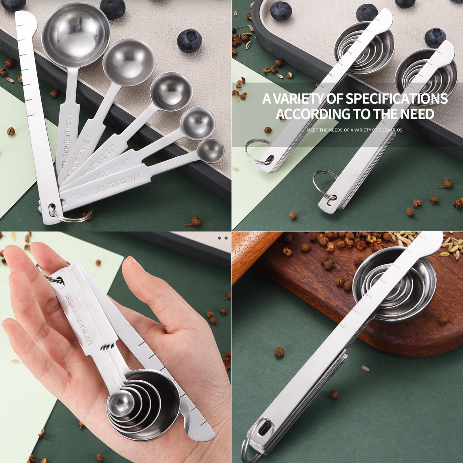 JANKOW 6Pcs Stainless Steel Measuring Spoons, Baking Measuring Spoons, for Grinding Tea, Coffee, Protein Powder, Instant Drinks and Cooking - 3