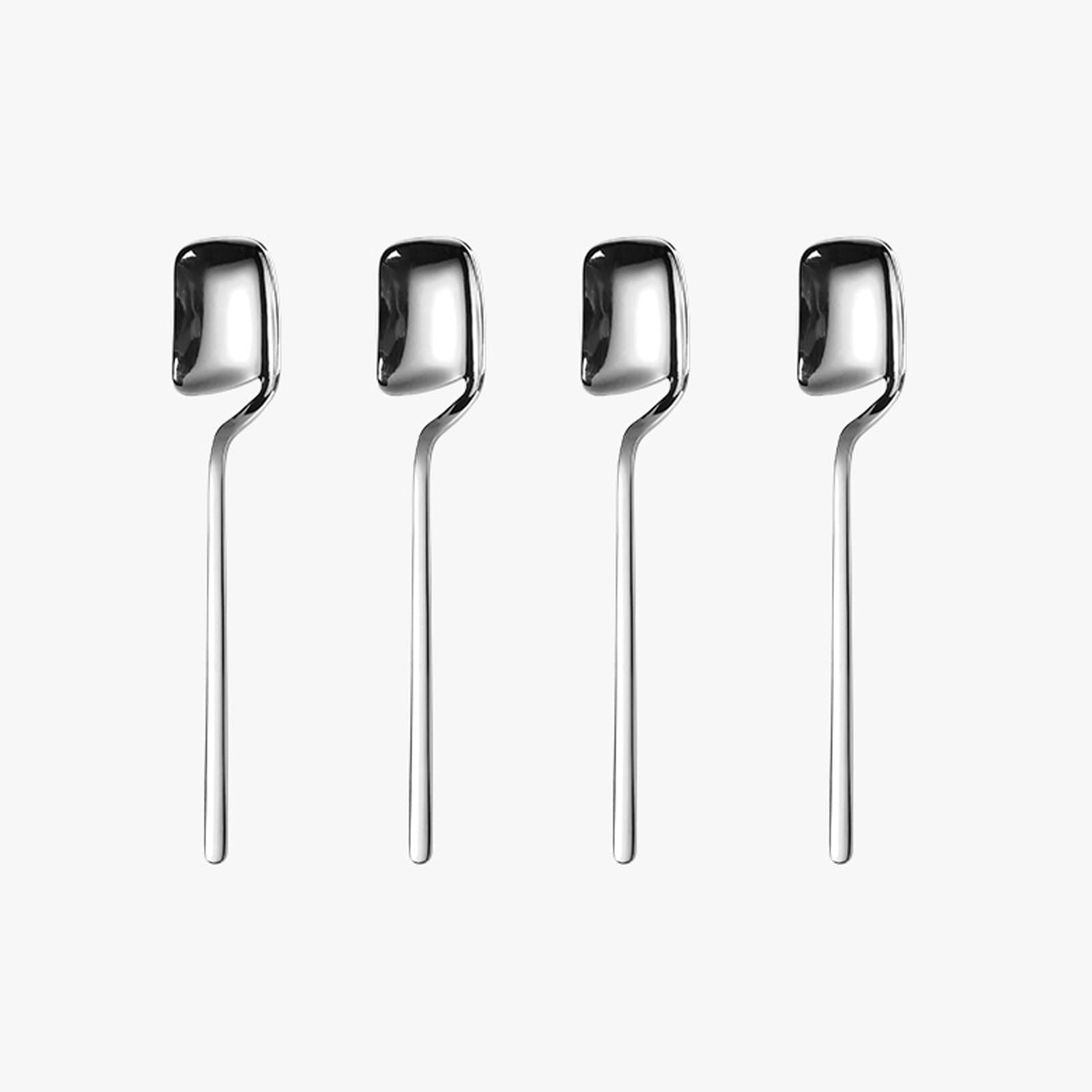JANKOW 4Pcs Long Handle Coffee Stirring Spoon, Stainless Steel Stirring, Espresso Spoon, Suitable for Tea, Coffee, Protein Powder, Instant Drinks (Silver) - 2