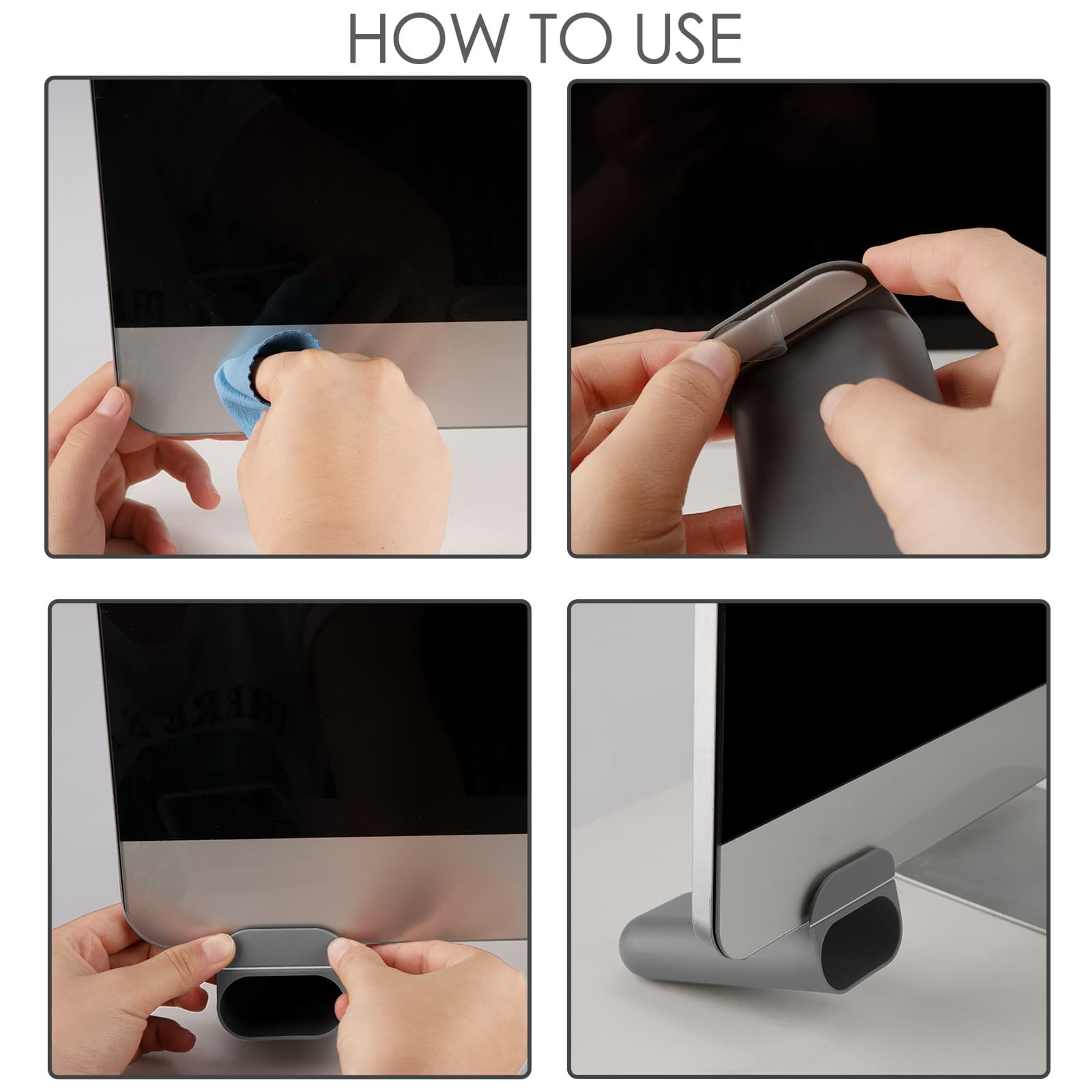 4PCs Desktop Pen Organizer, Self Adhesive Desk Pencil Holder for Desk Pen Holder, Pencil Holder Screen Pencil Organizer for Desk, Under Computer Organizer Pen Container - 3