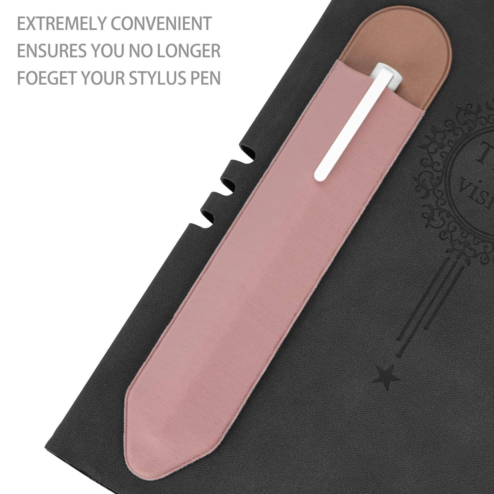 JANKINGS Adhesive Elastic Pen Holder, 6-Pack (3 Pink + 3 Black) – Nylon Self-Stick Pen Loops for Notebooks, Journals, Planners, Tablet/iPad Cases, Stylus & Pencils - 2
