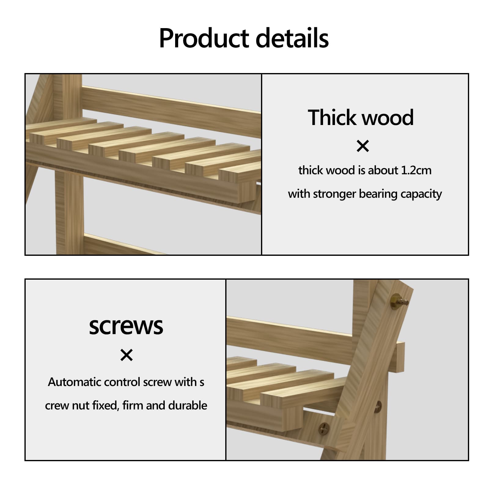 JANKOW Wood Plant Stand, Indoor Outdoor 2 Tiers Flower Stands, Planter Shelf Racks, Flowerpot Holder for Plant Display in Patio, Balcony, Porch Living room - 1
