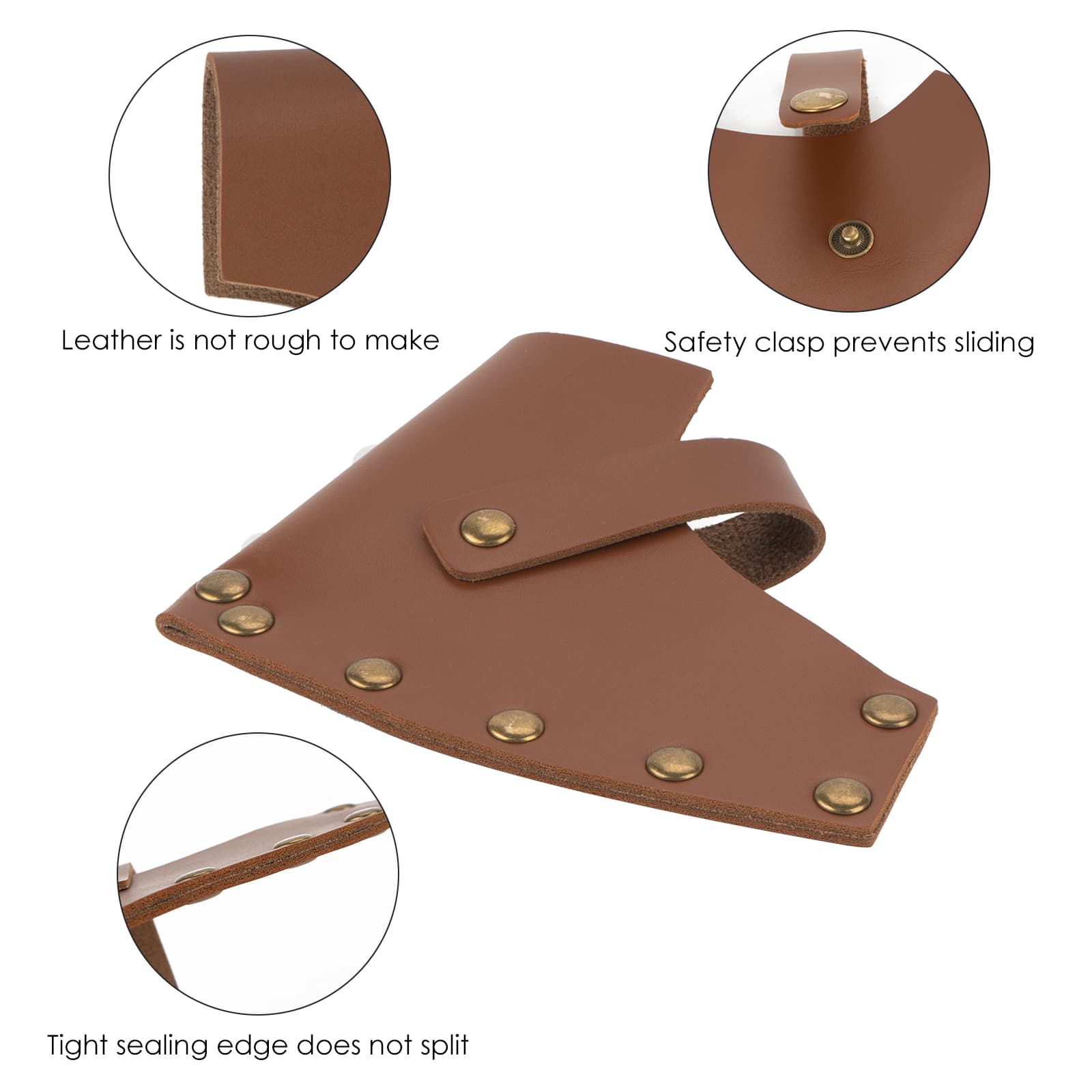 JANKOW Axe Head Sheath, Durable Camp Axe Case Blade Cover, Leather Holster, Hatchet Cover, Sheath Cover for 3.54 - 3.93 inches Belt(Coffee color) - 3