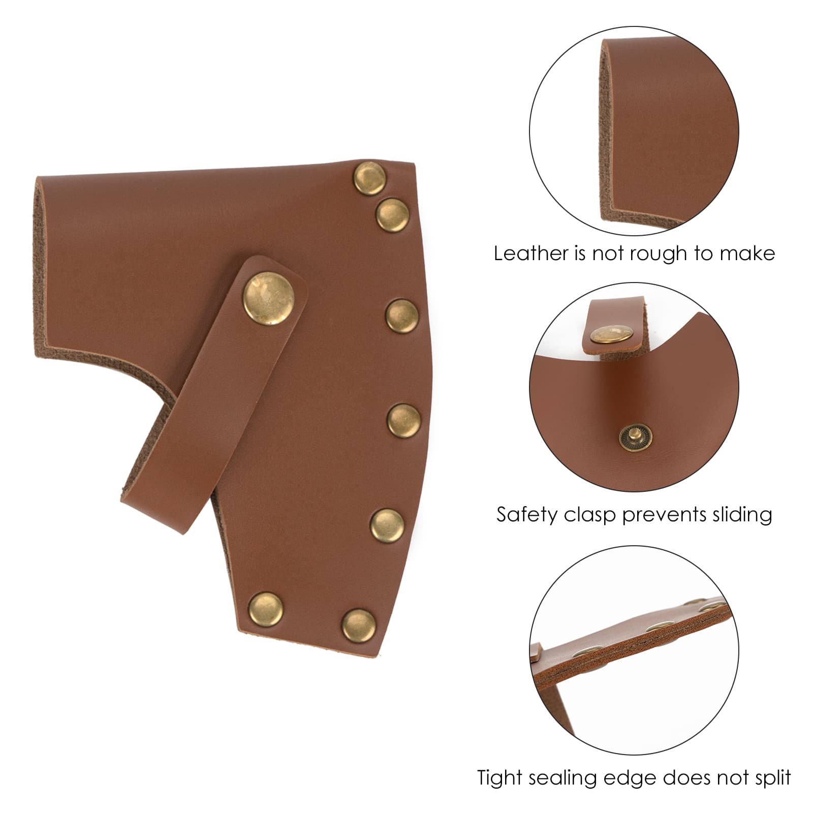 JANKOW Axe Head Sheath, Durable Camp Axe Case Blade Cover, Leather Holster, Hatchet Cover, Sheath Cover for 3.54 - 3.93 inches Belt(Coffee color) - 2