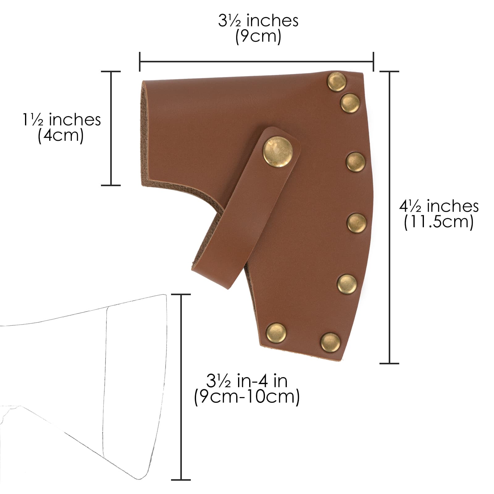 JANKOW Axe Head Sheath, Durable Camp Axe Case Blade Cover, Leather Holster, Hatchet Cover, Sheath Cover for 3.54 - 3.93 inches Belt(Coffee color) - 1