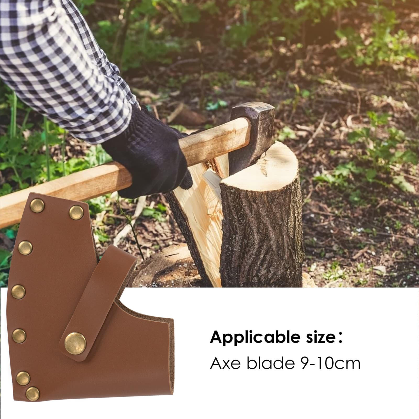 JANKOW Axe Head Sheath, Durable Camp Axe Case Blade Cover, Leather Holster, Hatchet Cover, Sheath Cover for 3.54 - 3.93 inches Belt(Coffee color) - 8
