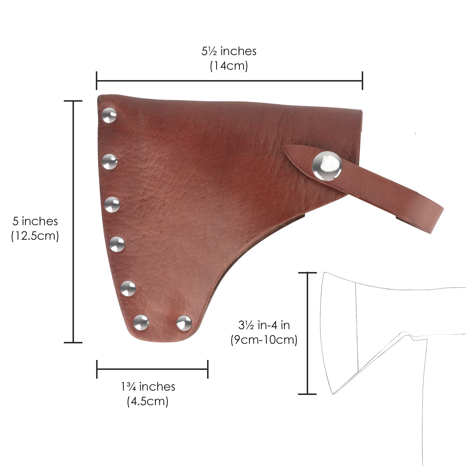 JANKOW Axe Head Sheath, Durable Camp Axe Case Blade Cover, Leather Holster, Hatchet Cover, Sheath Cover for 3.54 inches - 3.93 inches Belt - 1