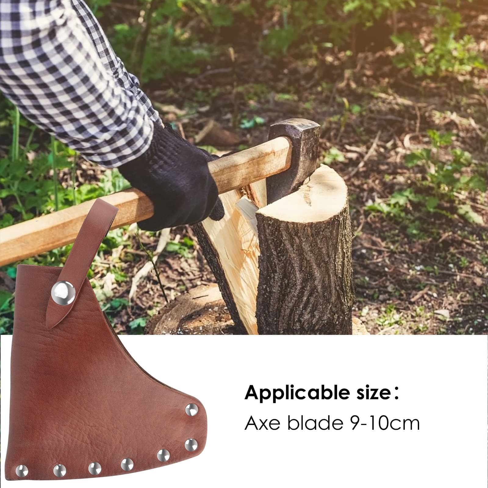 JANKOW Axe Head Sheath, Durable Camp Axe Case Blade Cover, Leather Holster, Hatchet Cover, Sheath Cover for 3.54 inches - 3.93 inches Belt - 7