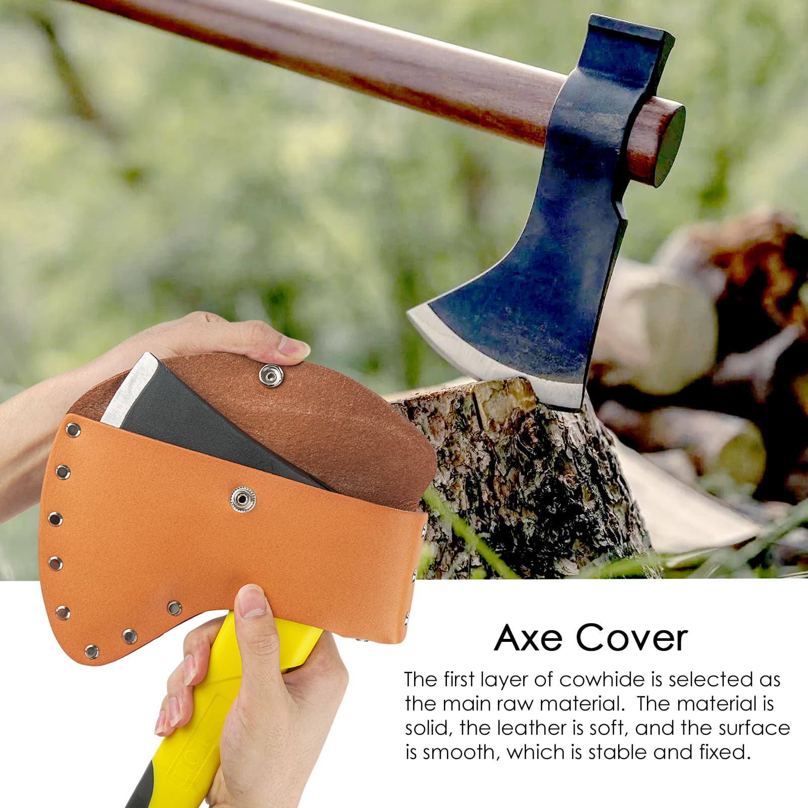 JANKOW Axe Head Sheath, Durable Camp Axe Case Blade Cover, Leather Holster, Hatchet Cover, Sheath Cover for 4.13 inches - 4.72 inches Belt - 2