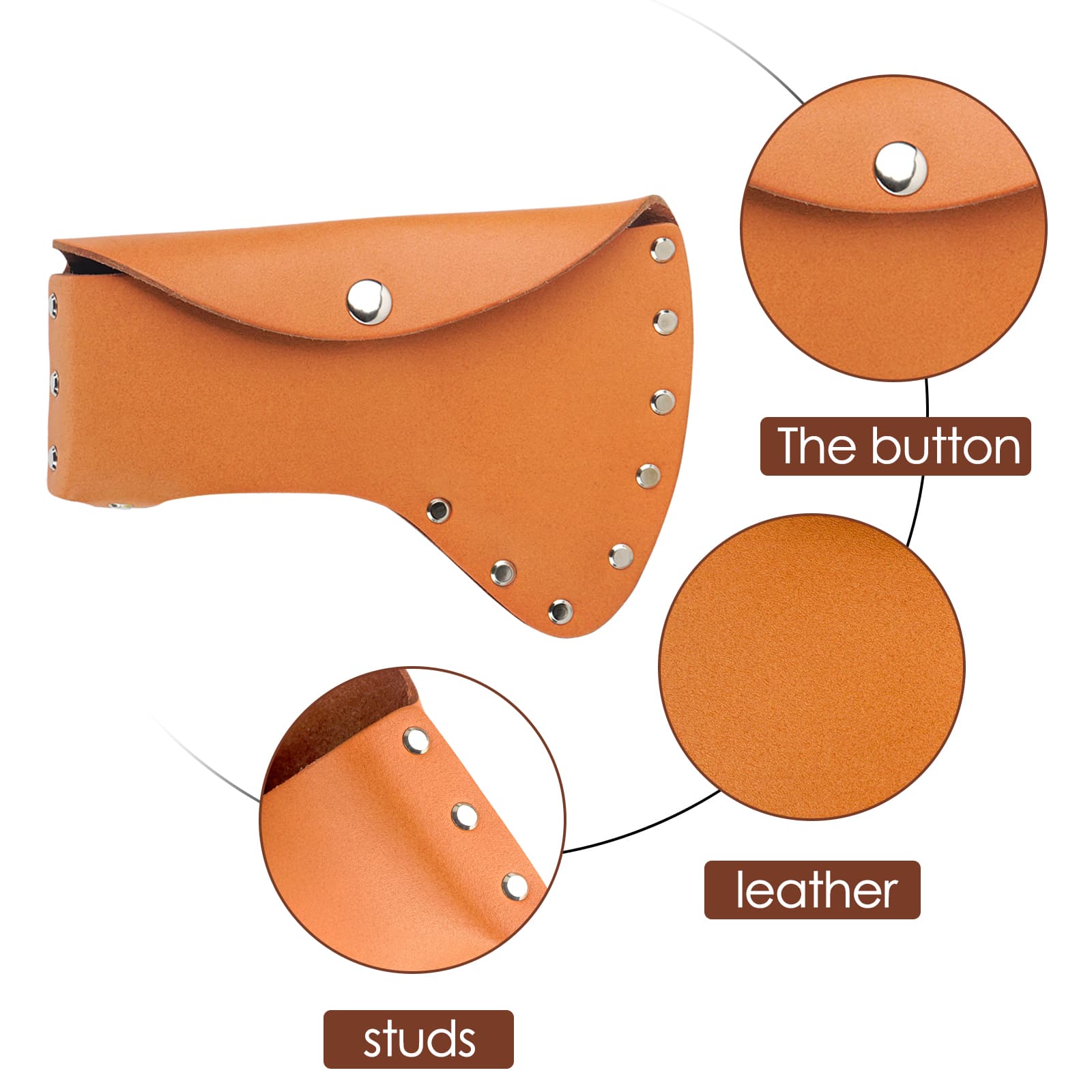 JANKOW Axe Head Sheath, Durable Camp Axe Case Blade Cover, Leather Holster, Hatchet Cover, Sheath Cover for 4.13 inches - 4.72 inches Belt - 6