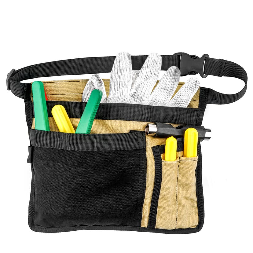 JANKOW Tool Pouch Belt, Utility Belt Bag with 5 Pockets, Tool Apron Pouch, Garden Tool Belt for Men and Women, for Carpenter, Electrician, and Mechanics.