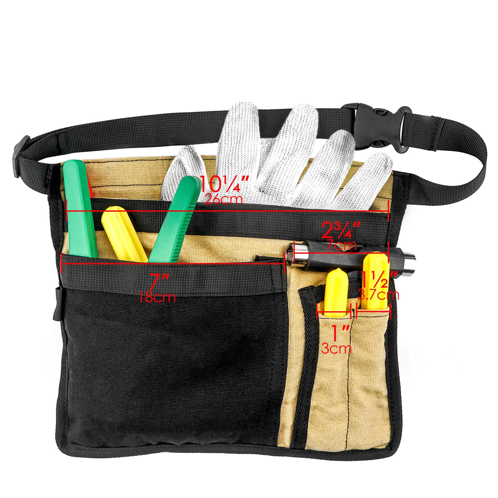 JANKOW Tool Pouch Belt, Utility Belt Bag with 5 Pockets, Tool Apron Pouch, Garden Tool Belt for Men and Women, for Carpenter, Electrician, and Mechanics. - 2