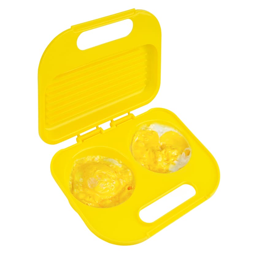 JANKOW Egg poacher, Microwave in Minutes, BPA Free for Quick and Healthy Breakfast, Microwave Egg Cooker, Microwave Maker for 2 Eggs, Dishwasher safe(yellow)