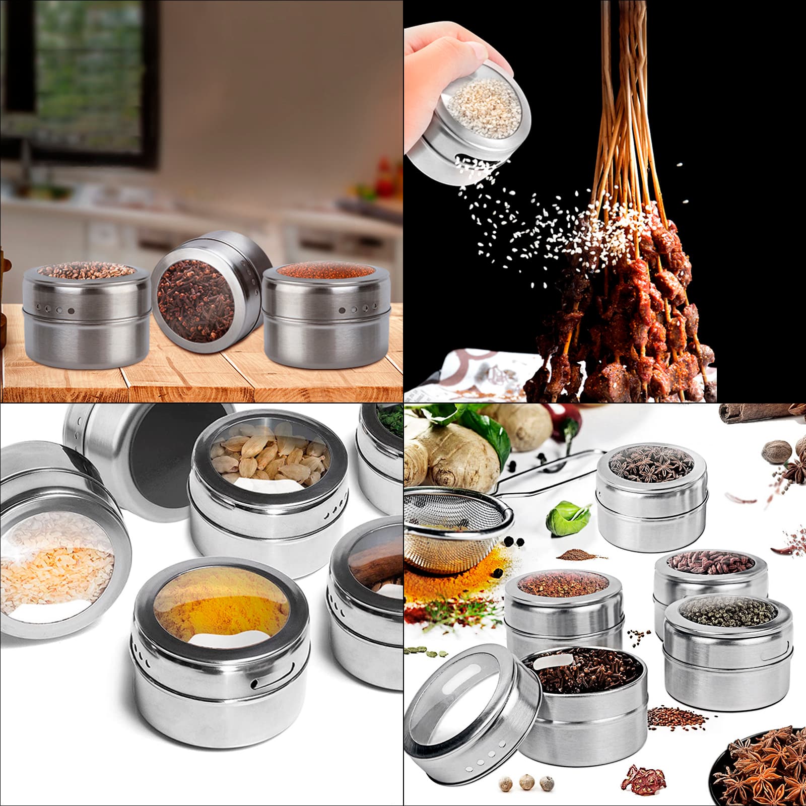 JANKOW Magnetic Spice Jar, Stainless Steel Spice Tin with Clear Window, Strong Magnet for Fridge/Metal Surfaces, 1-Pack - 2