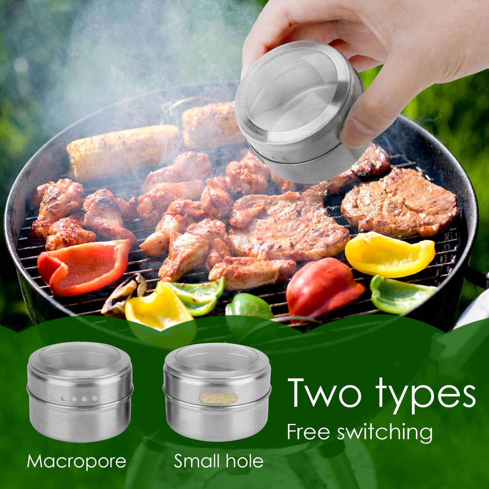 JANKOW Magnetic Spice Jar, Stainless Steel Spice Tin with Clear Window, Strong Magnet for Fridge/Metal Surfaces, 1-Pack - 5