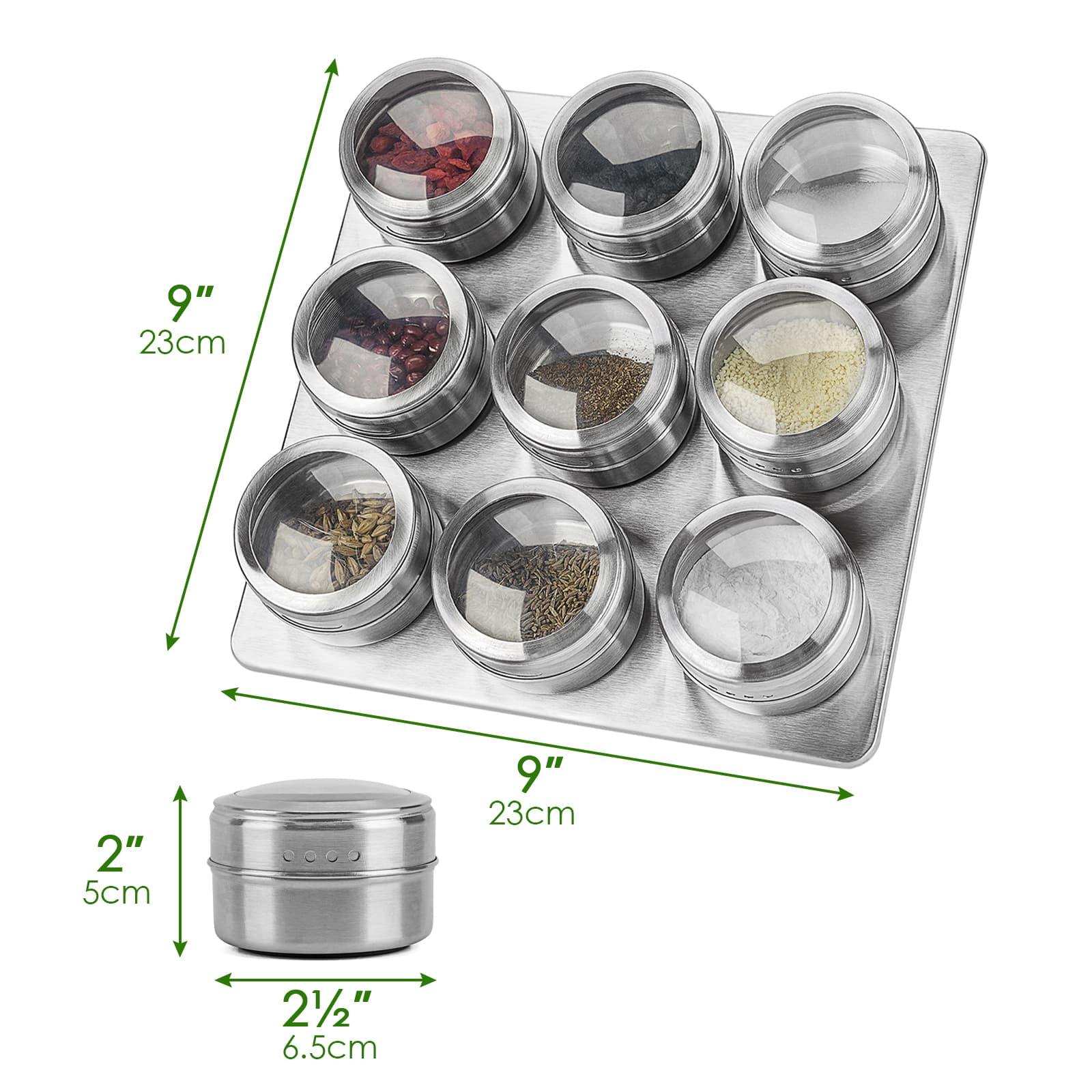 JANKOW Magnetic Spice Jar, Stainless Steel Spice Tin with Clear Window, Strong Magnet for Fridge/Metal Surfaces, 1-Pack - 3