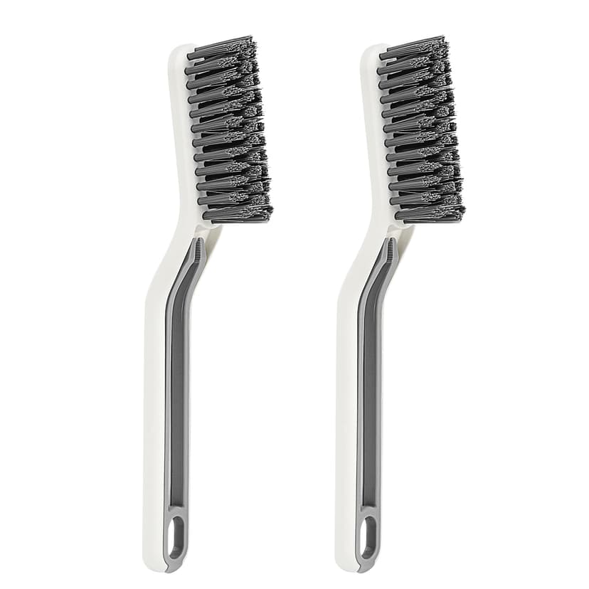 JANKOW 2-Pack 2-in-1 Cleaning Brush, Groove Cleaning Set for Window Tracks, Floors, Shower Doors, Kitchens, Sinks, Baseboards, Corners (White)