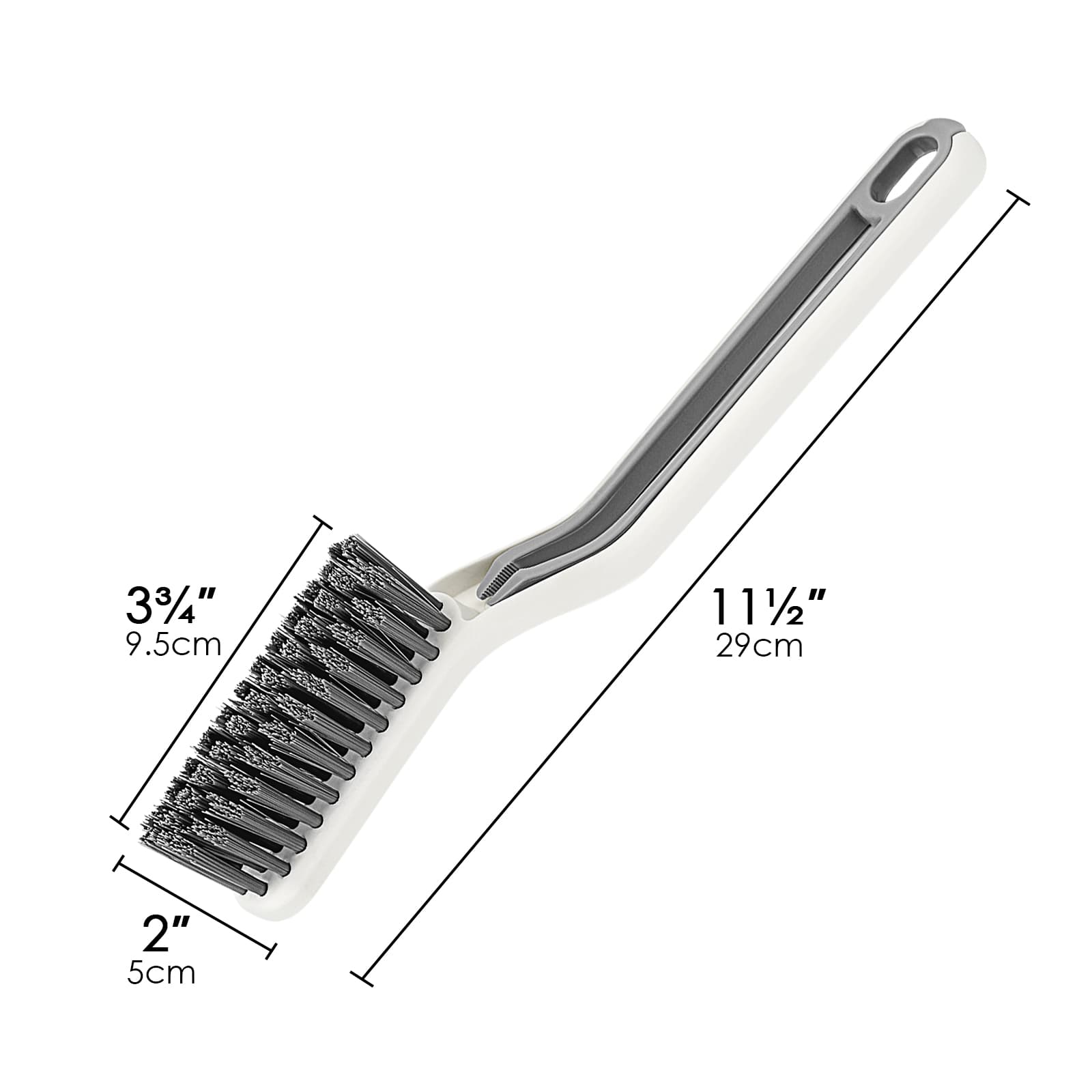JANKOW 2-Pack 2-in-1 Cleaning Brush, Groove Cleaning Set for Window Tracks, Floors, Shower Doors, Kitchens, Sinks, Baseboards, Corners (White) - 3