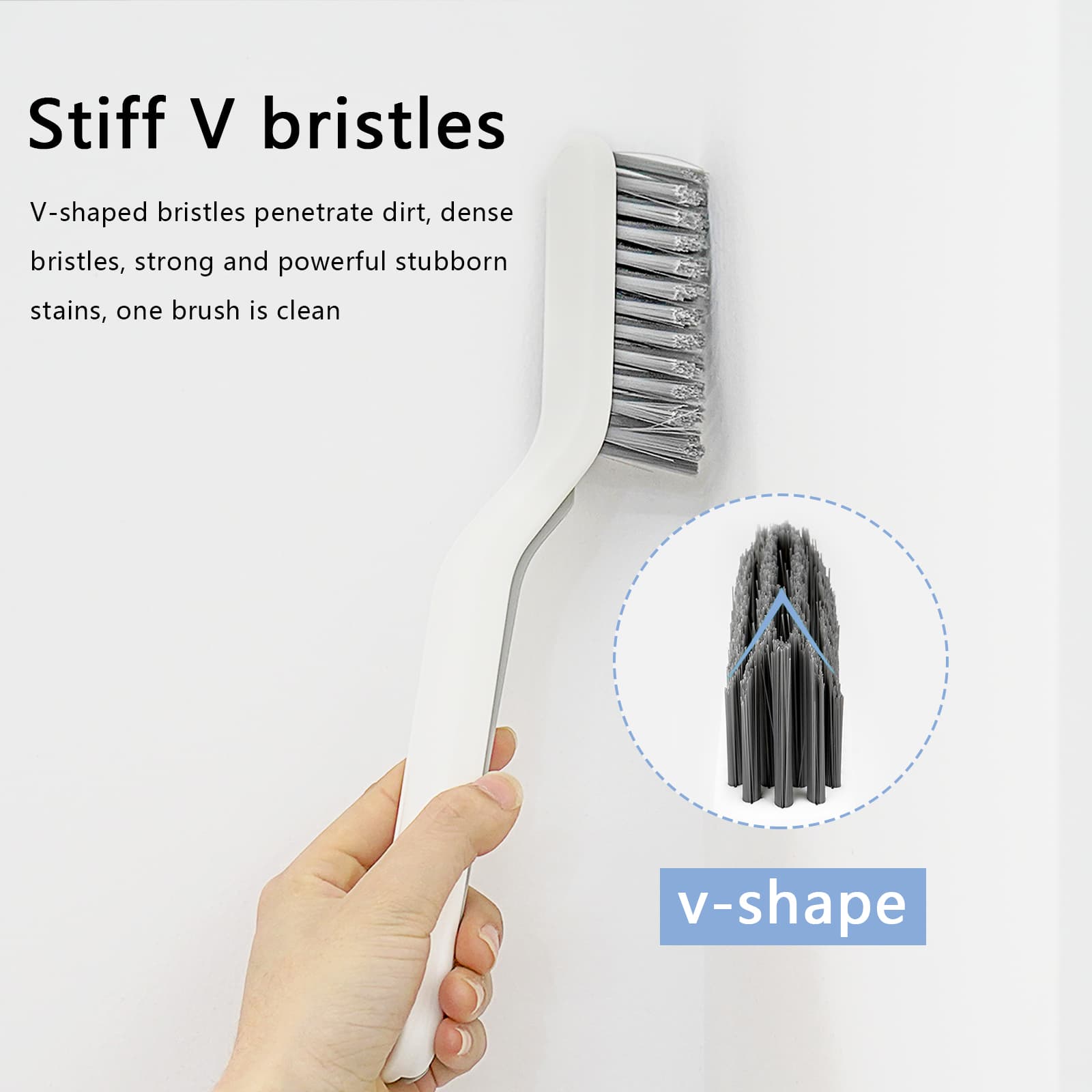 JANKOW 2-Pack 2-in-1 Cleaning Brush, Groove Cleaning Set for Window Tracks, Floors, Shower Doors, Kitchens, Sinks, Baseboards, Corners (White) - 4