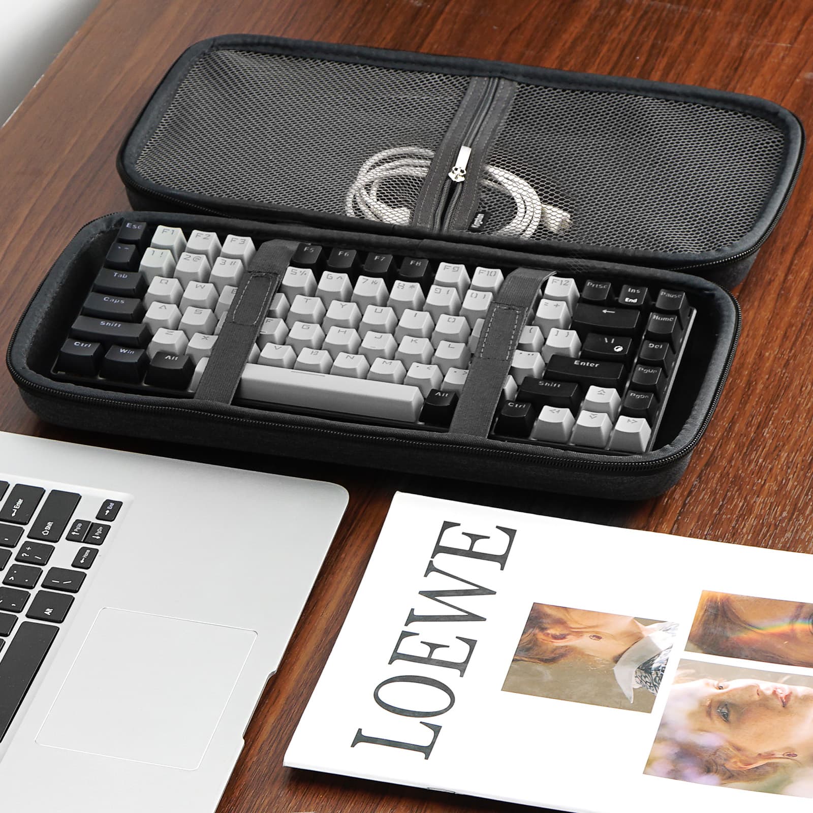 Kingshion Hard 75% Keyboard Case, Hard Travel Storage Case for 84 Key Portable Keyboard, Compatible with Keychron K2, Logitech POP Keys Mechanical Keyboard. (Case Only)-Dark Grey - 3