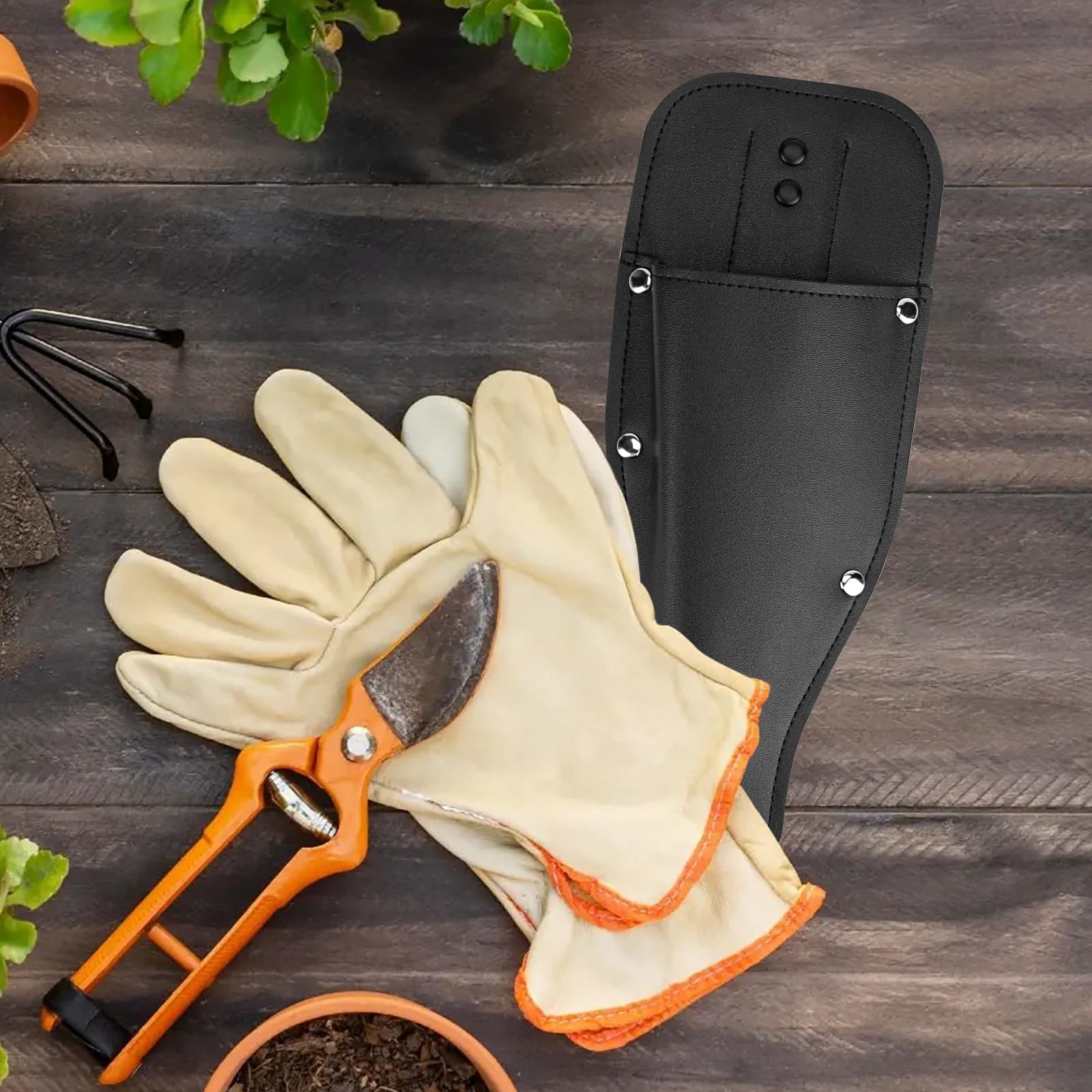 JANKOW Pruning Shear Bag, Gardening Pruner Shears, Sheath Pruner, Sheath Protective Case, Pruning Shear Tool Belt Holder 9.84 x 3.93 x 0.74 inches(Black) - 3