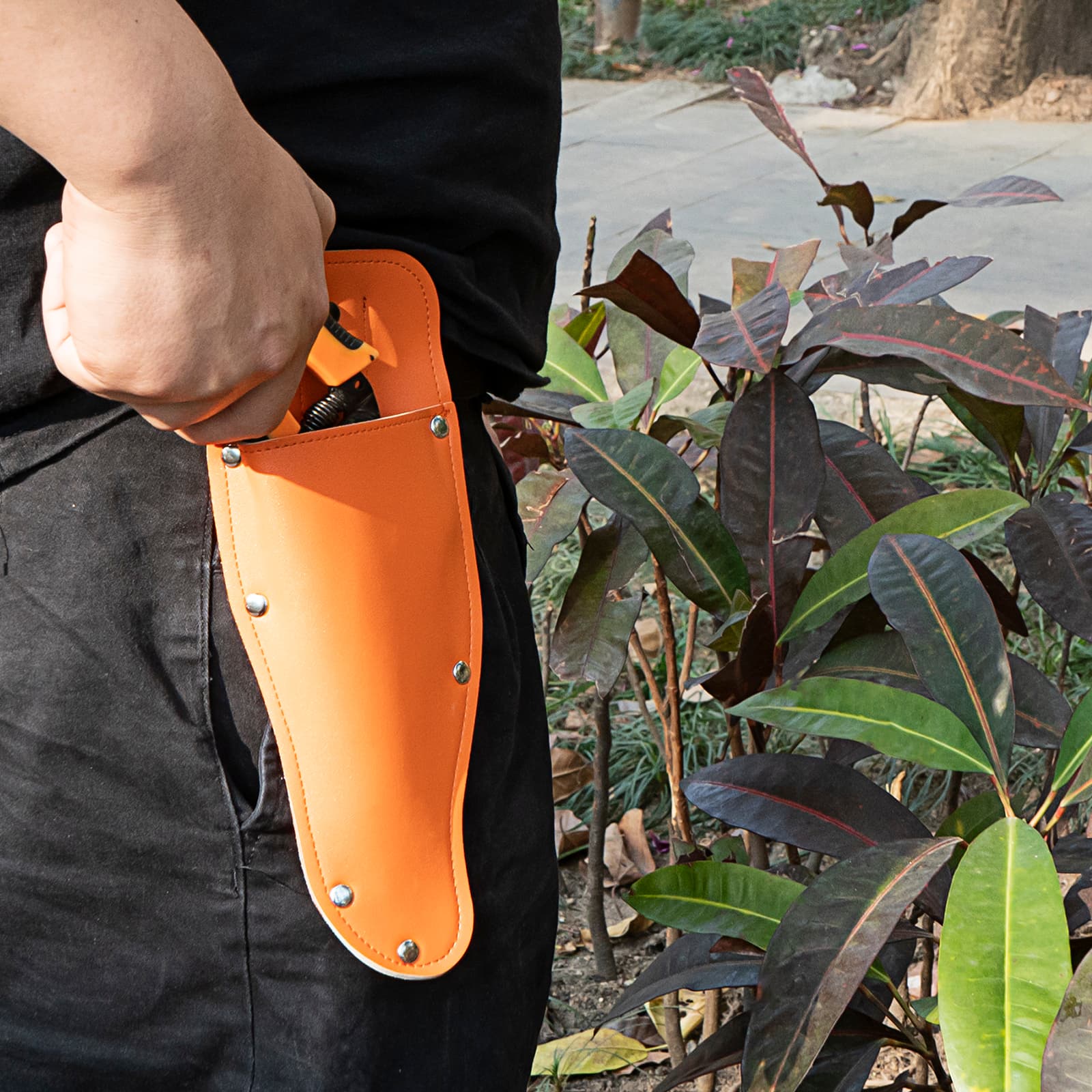 JANKOW Pruning Shear Bag, Gardening Pruner Shears, Sheath Pruner, Sheath Protective Case, Pruning Shear Tool Belt Holder 9.84 x 3.93 x 0.74 inches (Orange) - 3