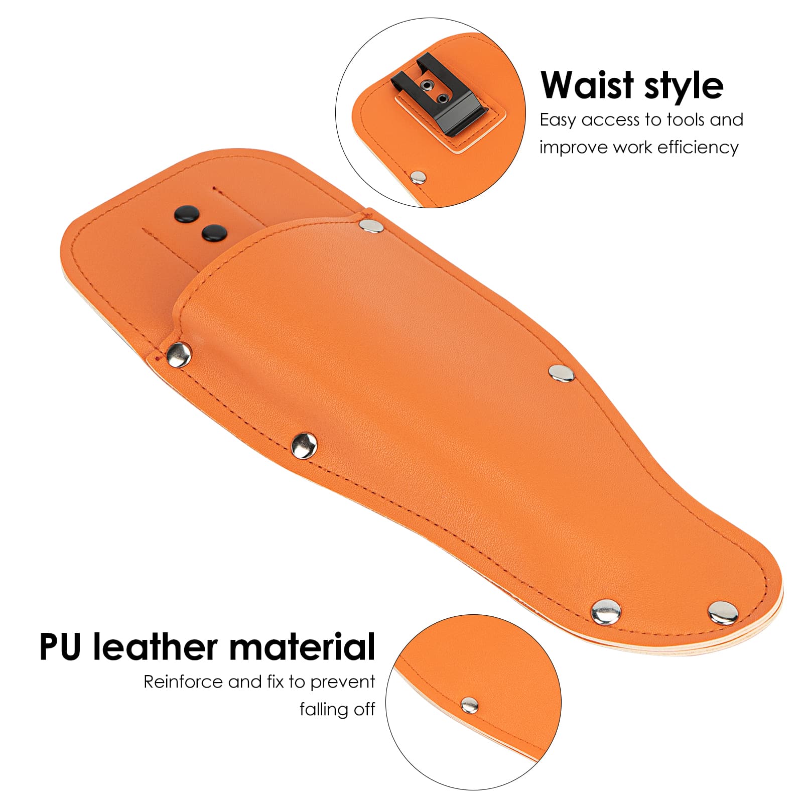 JANKOW Pruning Shear Bag, Gardening Pruner Shears, Sheath Pruner, Sheath Protective Case, Pruning Shear Tool Belt Holder 9.84 x 3.93 x 0.74 inches (Orange) - 2